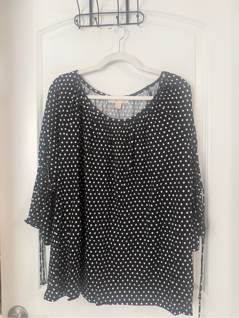 Michael Kors Black and White Polka Dot Tunic Top